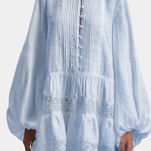Bardot Antonia Lace Trim Long Sleeve Cotton & Linen